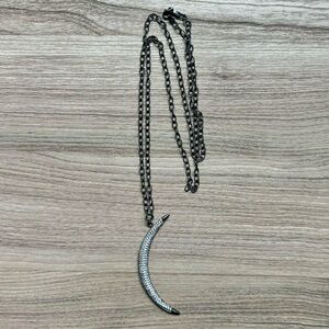 Chain Necklace with Pave Crescent Moon Pendant